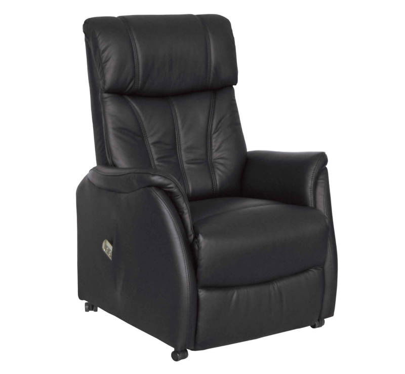 Schwarzer Fernsehsessel aus Leder, seitliche Perspektive