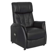 Schwarzer Fernsehsessel aus Leder, seitliche Perspektive