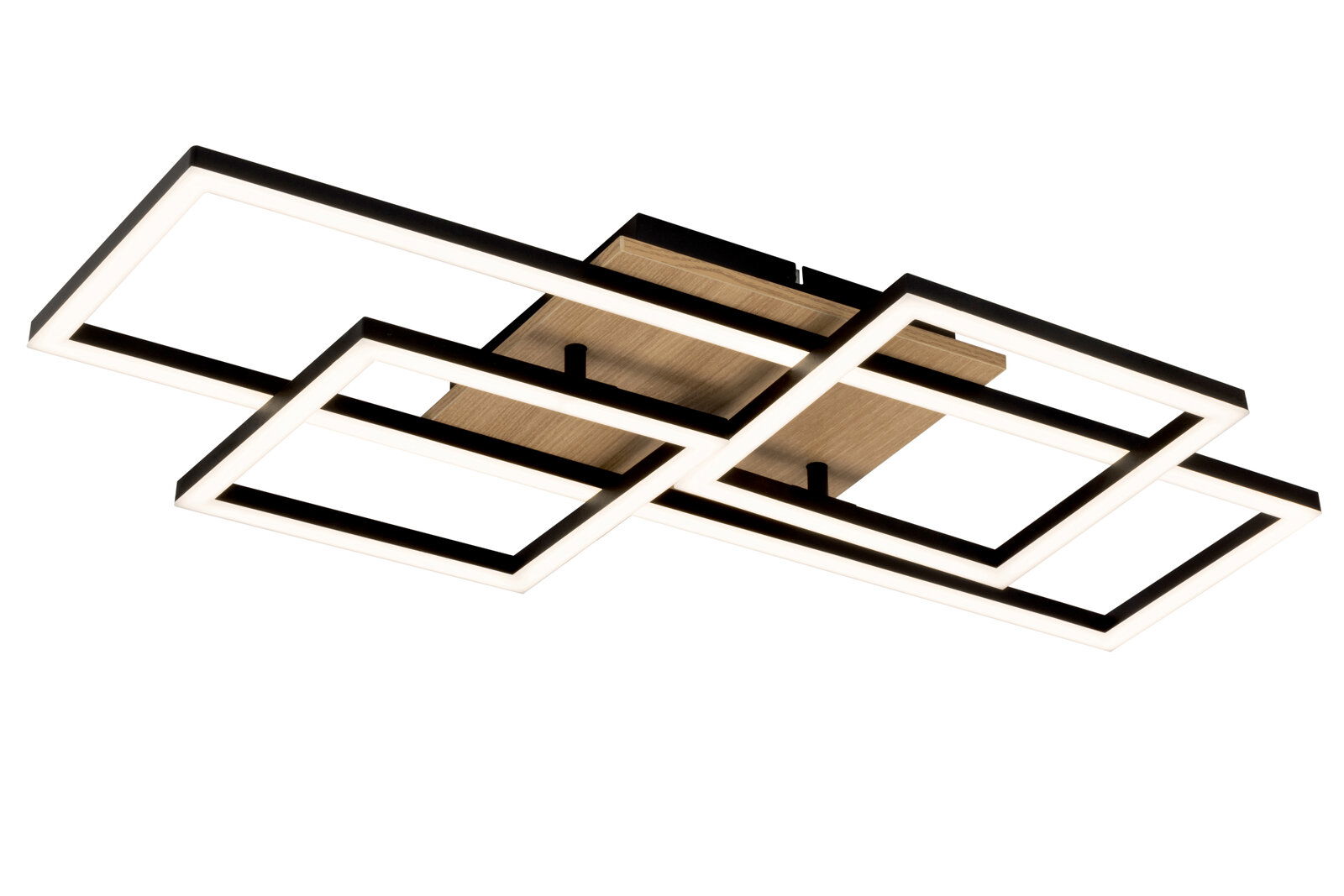Moderne LED-Deckenleuchte mit geometrischem Design, seitliche Perspektive