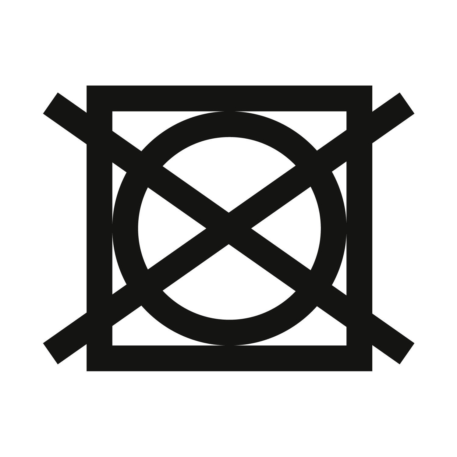Symbol für nicht im Trockner trocknen, Vorderansicht
