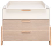 Kommode mit drei Schubladen in Holzoptik, frontal fotografiert