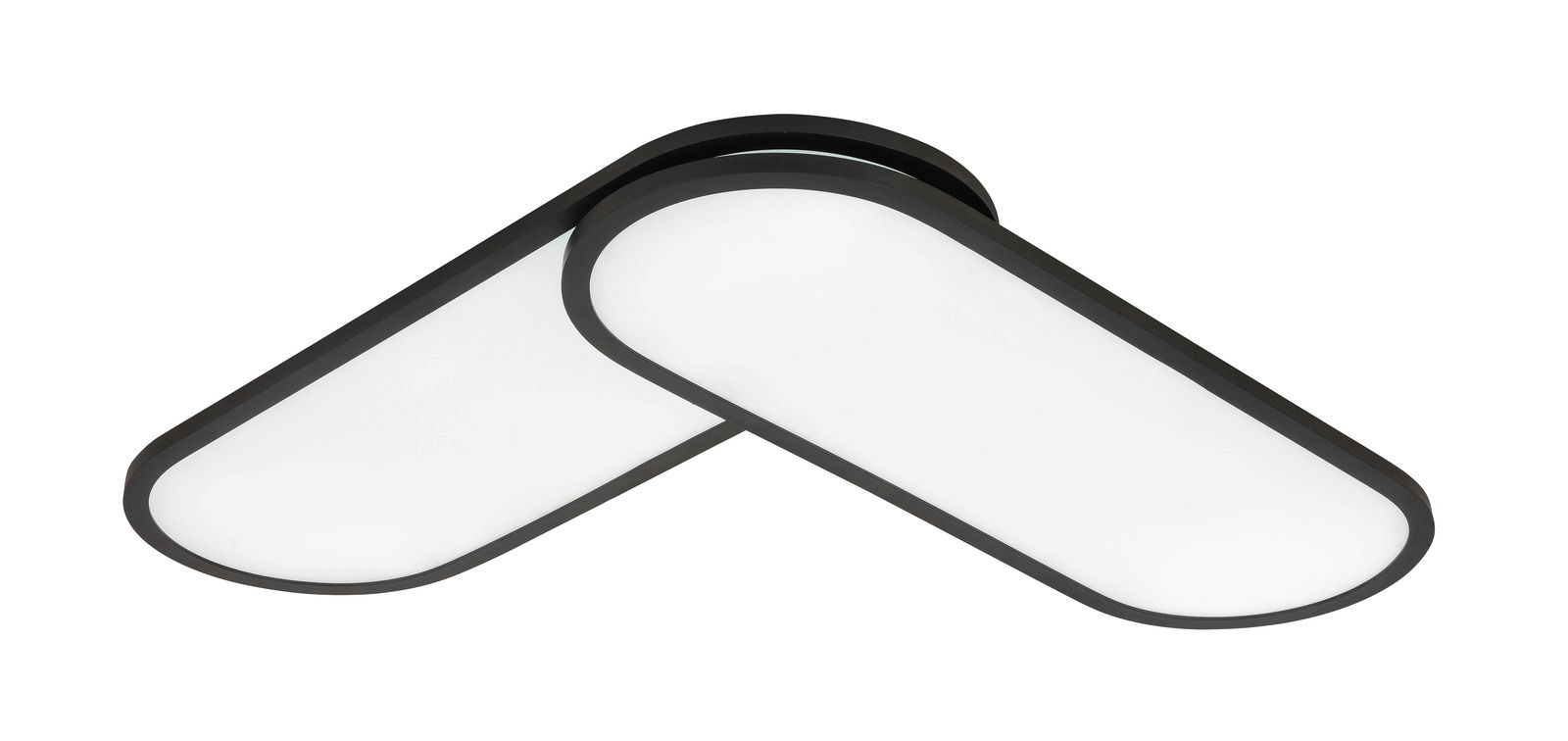 LED-Paneel in V-Form, schwarze Umrandung, Ansicht von unten