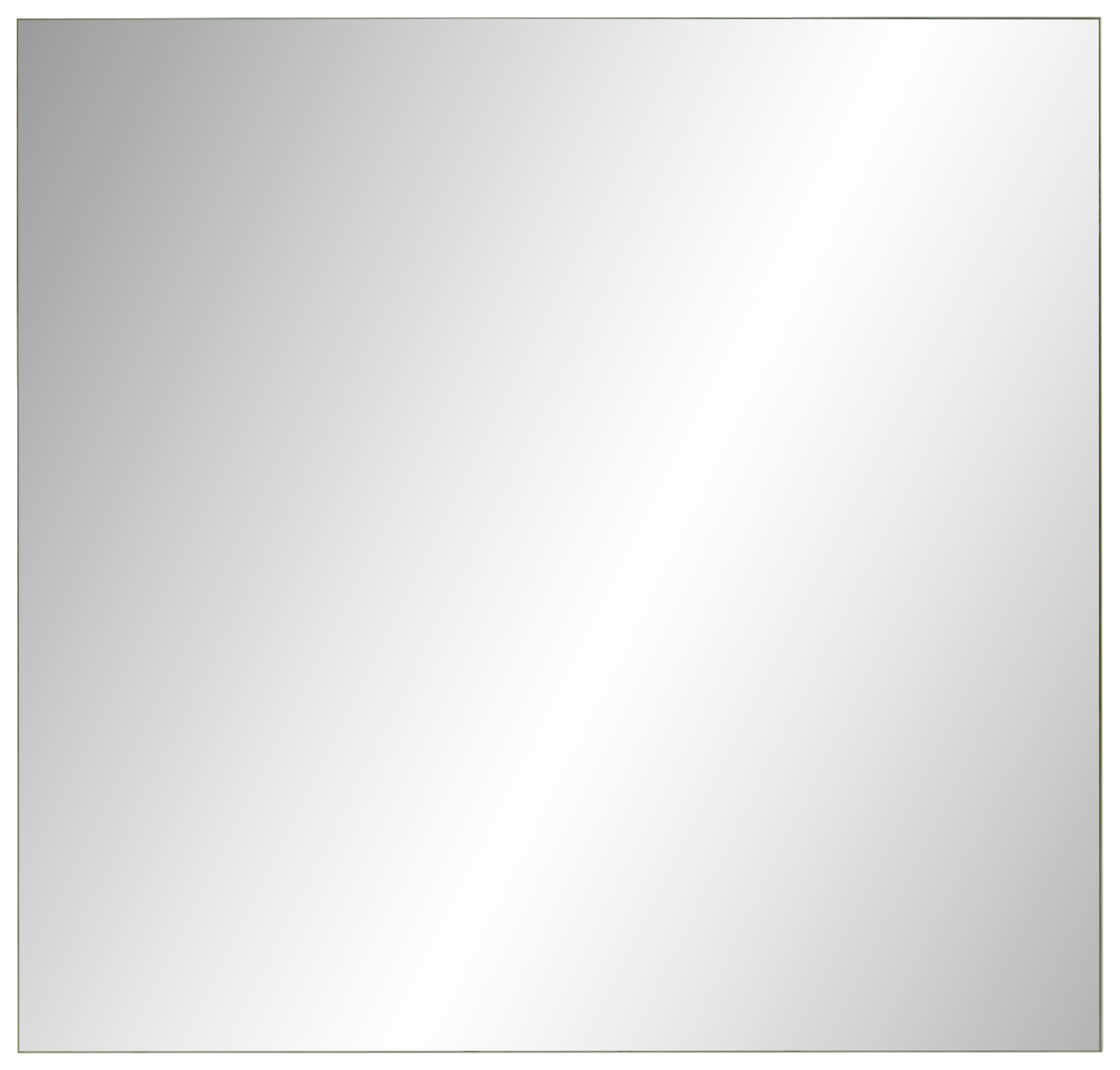 Rechteckiger Spiegel in Frontalansicht mit glatter, reflektierender Oberfläche.