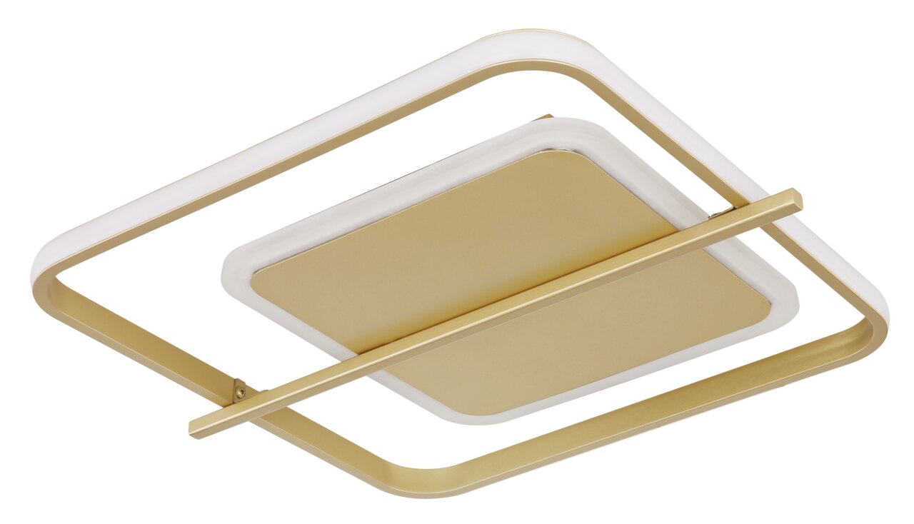 Moderne Deckenleuchte REBALL in Gold, seitliche Perspektive