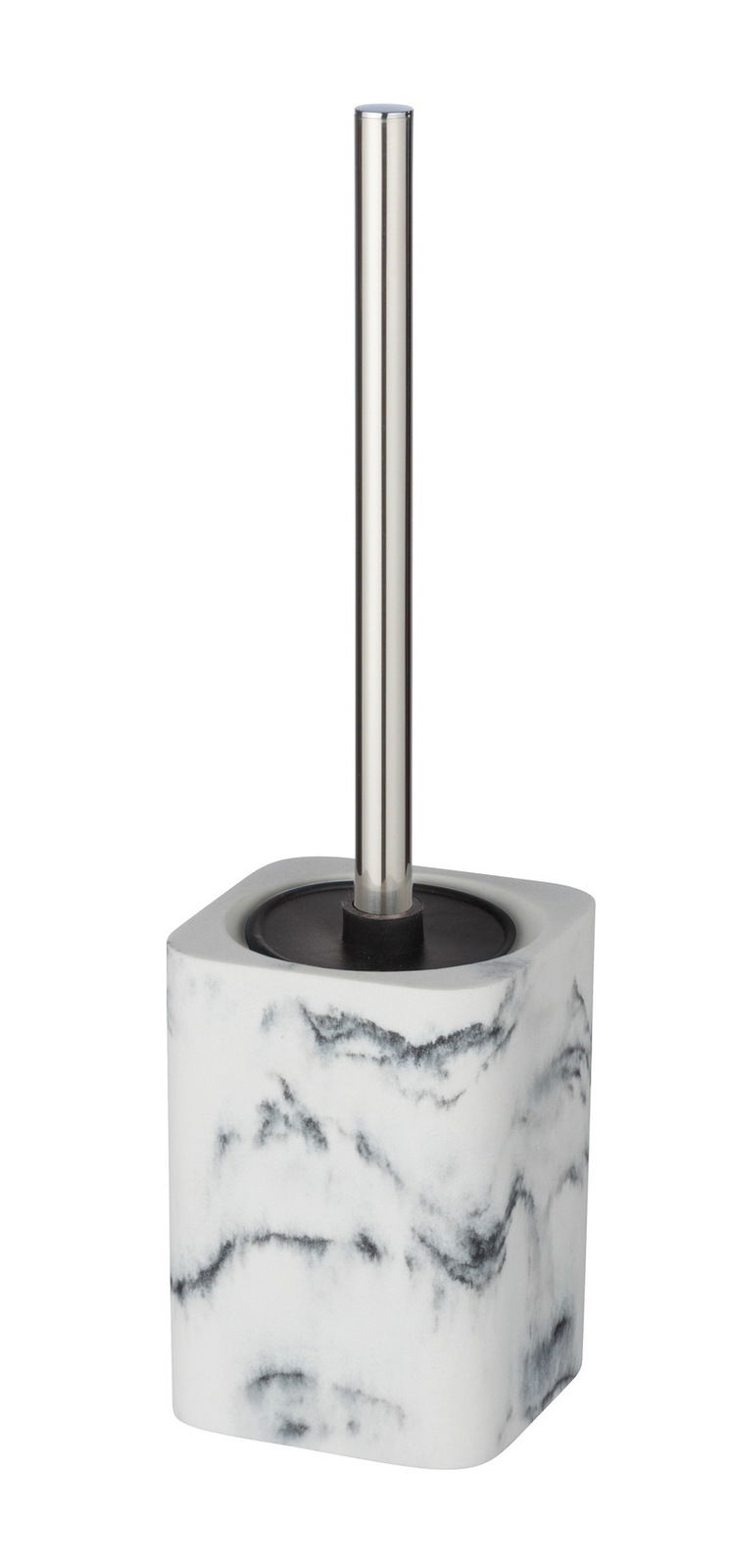 WC-Garnitur Desio mit marmoriertem Design und Edelstahlgriff, seitliche Perspektive