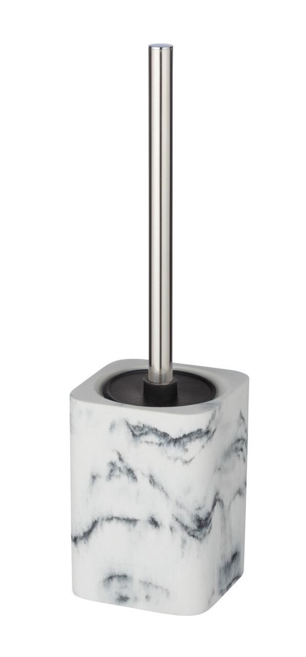 WC-Garnitur Desio mit marmoriertem Design und Edelstahlgriff, seitliche Perspektive