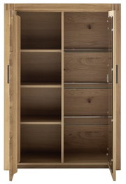 Offenes Highboard aus Holz mit mehreren Regalböden, Frontansicht
