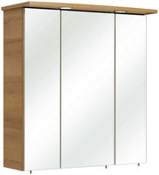 Spiegelschrank mit drei Türen und Holzrahmen, frontale Perspektive