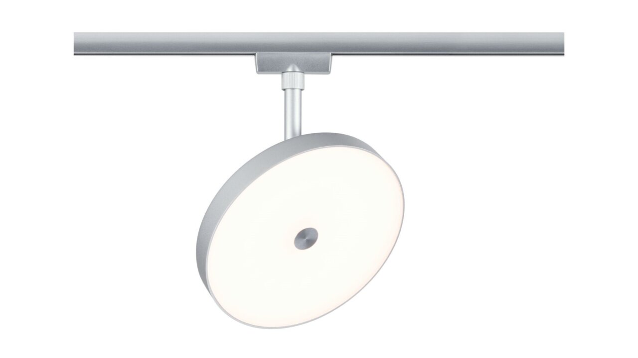 Moderner Schienenspot Hildor in Silber, seitliche Perspektive