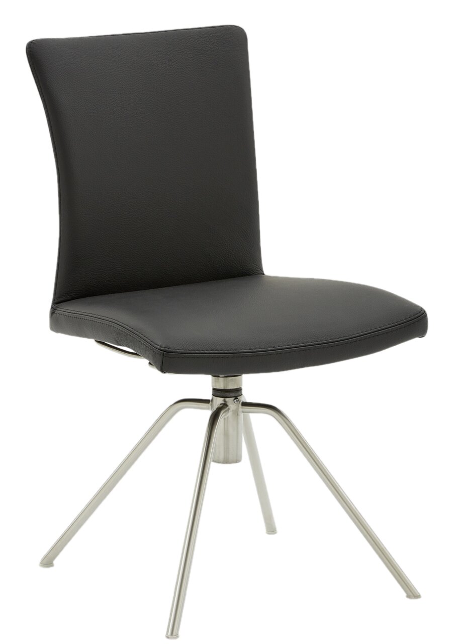 Musterring Stuhl MR HELMOND Moderner schwarzer Stuhl mit Metallbeinen, seitliche Perspektive