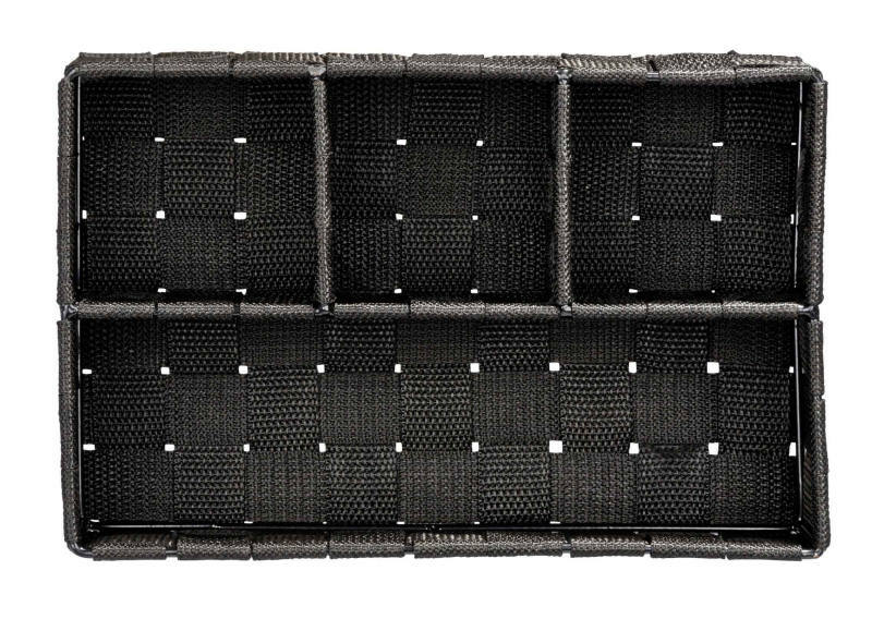 Schwarzer Badorganizer Adria klein, aus gewebtem Material, Draufsicht