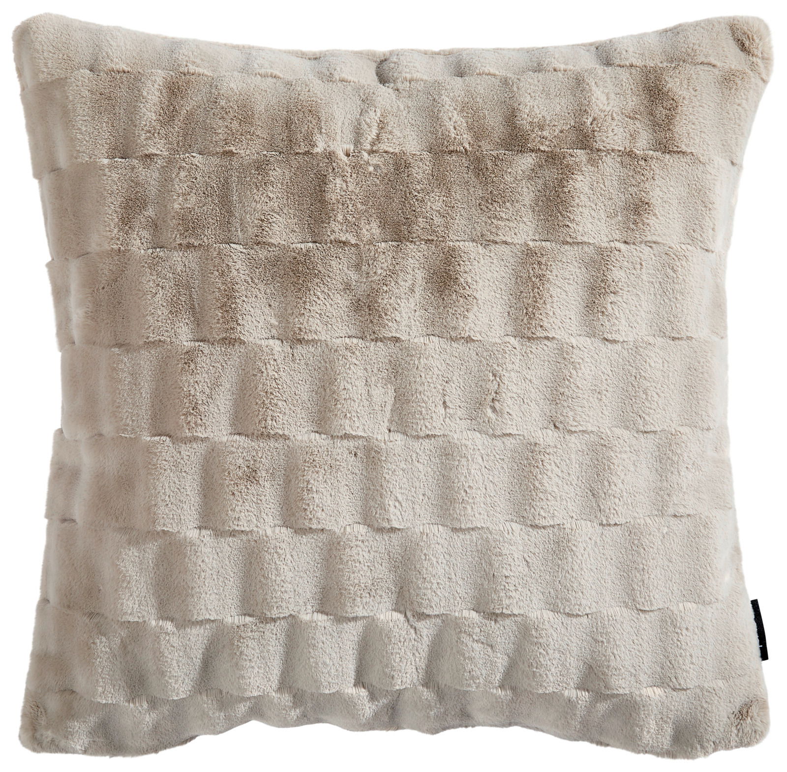 Fellkissenhülle in Beige mit strukturierter Oberfläche, Frontalansicht