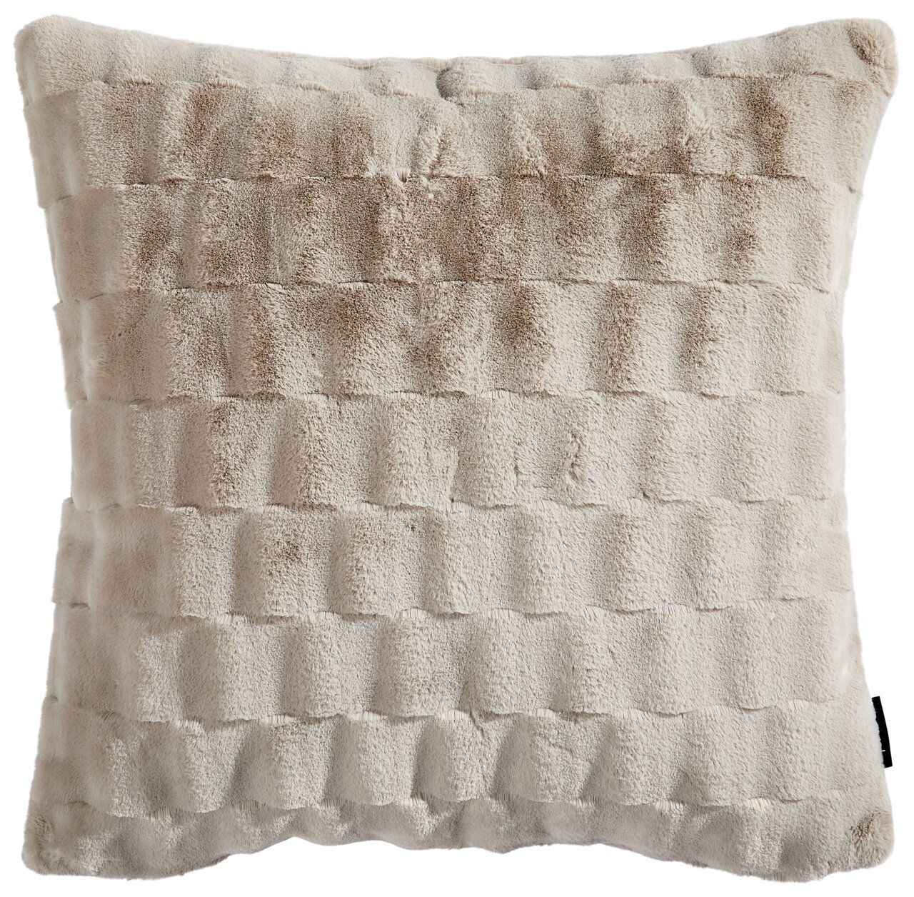 Fellkissenhülle in Beige mit strukturierter Oberfläche, Frontalansicht
