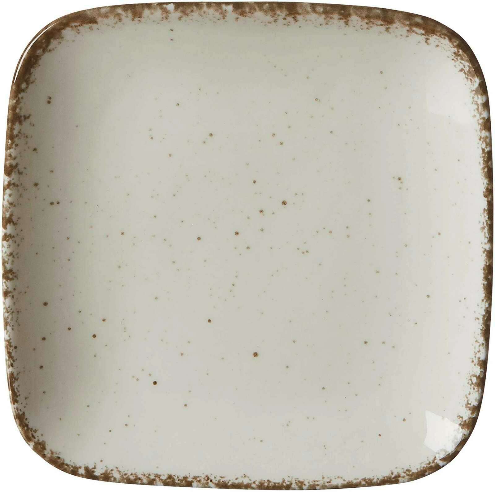 Ritzenhoff & Breker Beilagenteller CASA Beigefarbener, quadratischer Beilagenteller mit gesprenkeltem Rand, Draufsicht