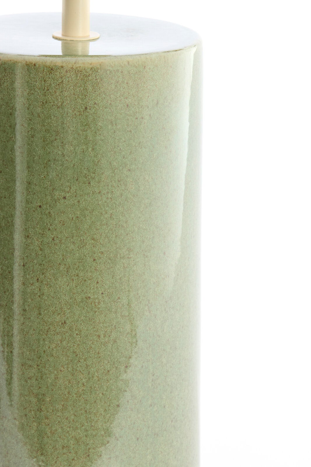 Grüner, zylindrischer Lampenfuß aus Keramik, Nahaufnahme von der Seite
