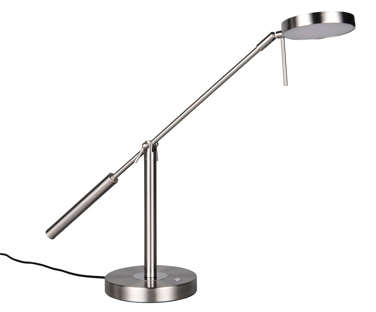 Moderne LED-Schreibtischleuchte aus Metall in seitlicher Perspektive