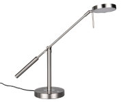 Moderne LED-bureaulamp van metaal, gezien vanaf de zijkant