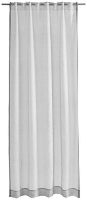 Grauer Vorhang mit Allover-Ornamentmuster, frontal aufgenommen