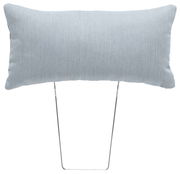 Kopfstütze in hellblauem Stoff mit Metallgestell, Frontalansicht