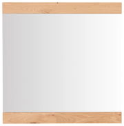Rechteckiger Spiegel mit Holzrahmen oben und unten, Frontalansicht