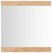 Rechteckiger Spiegel mit Holzrahmen oben und unten, Frontalansicht