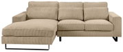 Beiges Sofa in L-Form mit linker Ausrichtung, aus geripptem Stoff, Vorderansicht
