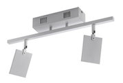 Moderne Deckenleuchte aus Aluminium mit zwei rechteckigen Leuchtelementen, seitliche Perspektive