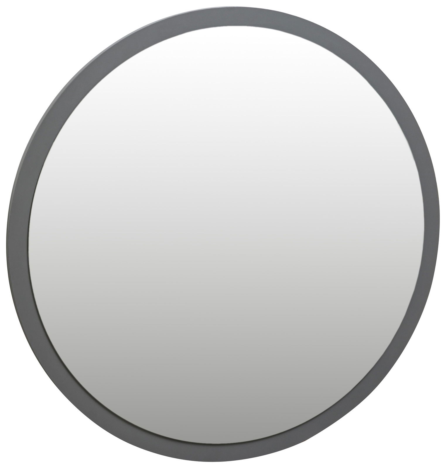 Runder Spiegel mit grauem Rahmen, Frontalansicht