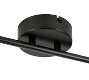 Nahaufnahme eines schwarzen LED-Strahlers von unten, zeigt die runde Basis und den Befestigungsstab.