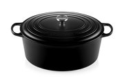 Schwarzer ovaler Bräter von Le Creuset, 33 cm, aus der Vorderansicht