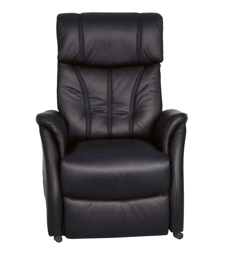 Schwarzer Fernsehsessel Cantus PORTLAND aus Leder, Frontalansicht