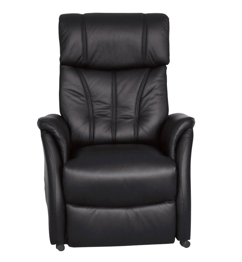 Schwarzer Fernsehsessel Cantus PORTLAND aus Leder, Frontalansicht