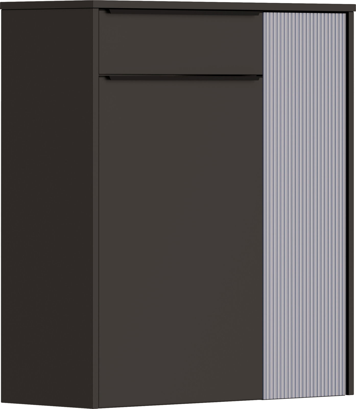 Dieter Knoll Hängeschuhschrank TURIN Moderner Hängeschuhschrank in dunkler Farbe mit geriffelter Seitenverkleidung, seitliche Perspektive