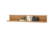 Wandboard aus Holz mit Büchern und Dekoration, seitliche Perspektive