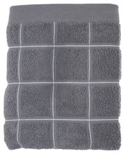 Graues Frottierhandtuch mit Karo-Muster, Ansicht von oben