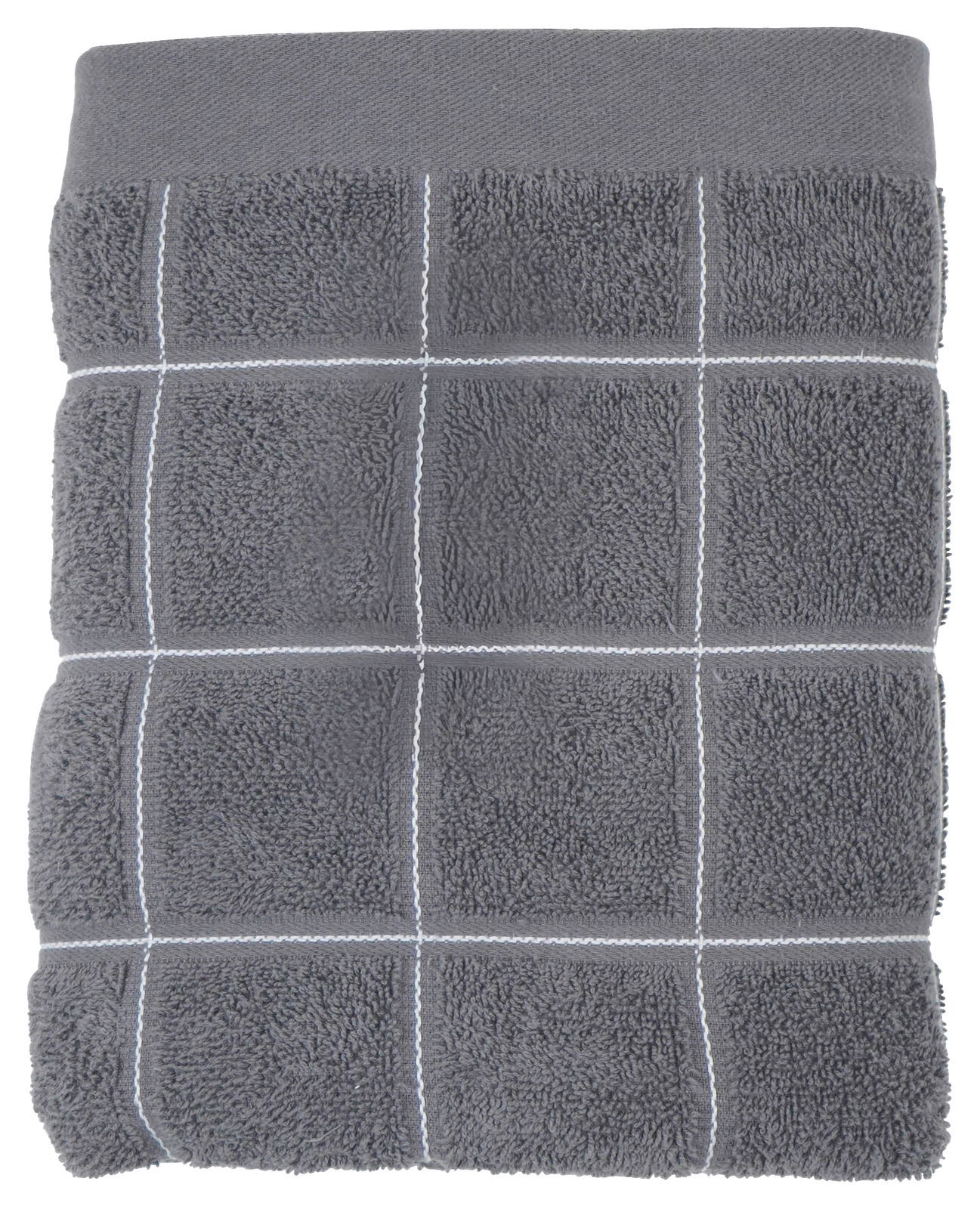 Graues Frottierhandtuch mit Karo-Muster, Ansicht von oben