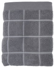 Graues Frottierhandtuch mit Karo-Muster, Ansicht von oben