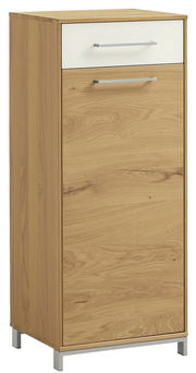 Mehrzweckschrank aus Holz mit einer Schublade und einer Tür, seitliche Perspektive