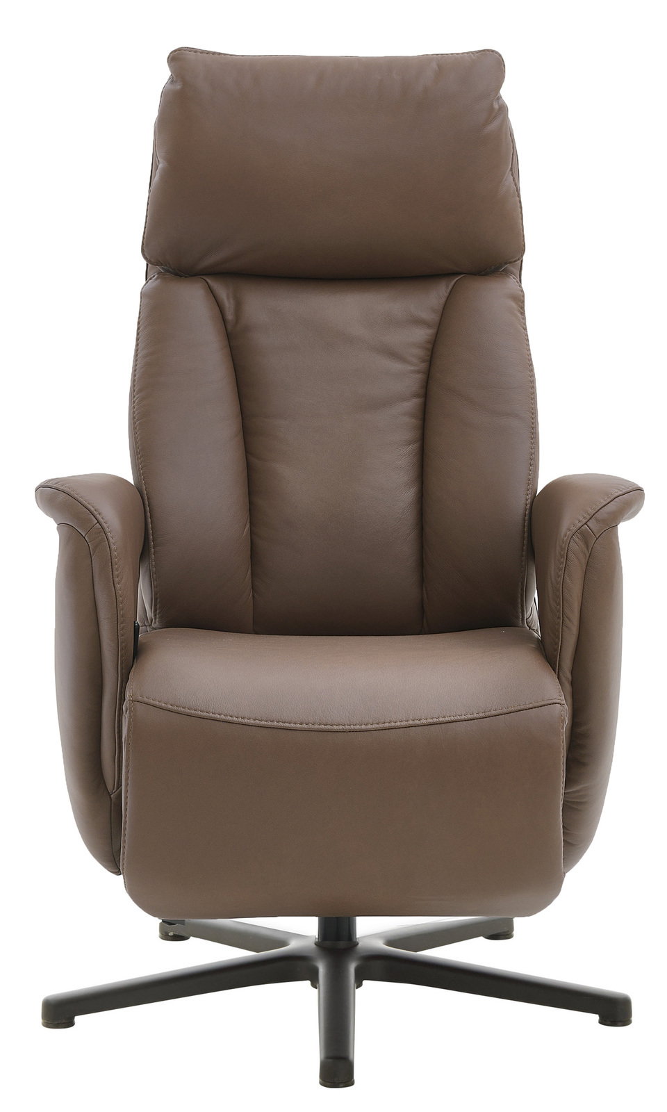 Brauner Relax-Sessel aus Leder, Frontalansicht