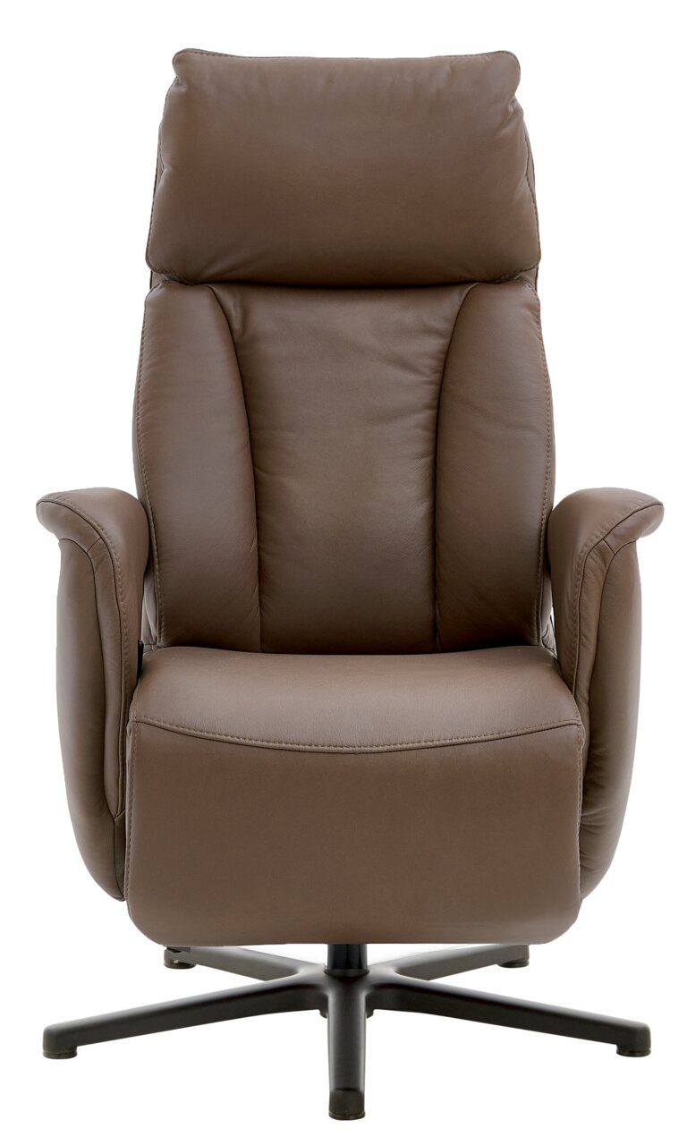 Bruine lederen relaxfauteuil, vooraanzicht