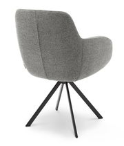 Grauer Armlehnstuhl mit schwarzem Metallgestell, Rückansicht