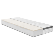 Kaltschaummatratze H4 in seitlicher Perspektive mit sichtbaren Schichten und Struktur