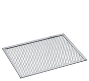 Metalen rooster voor een dehydrator, schuin van bovenaf gefotografeerd