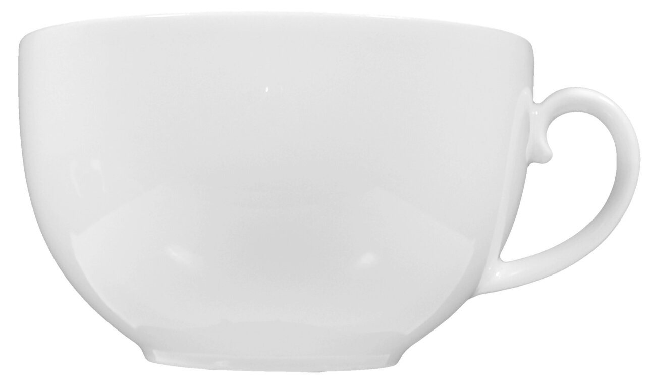 Seltmann Weiden Milchkaffeetasse RONDO Weiße Milchkaffeetasse mit Henkel, seitliche Ansicht