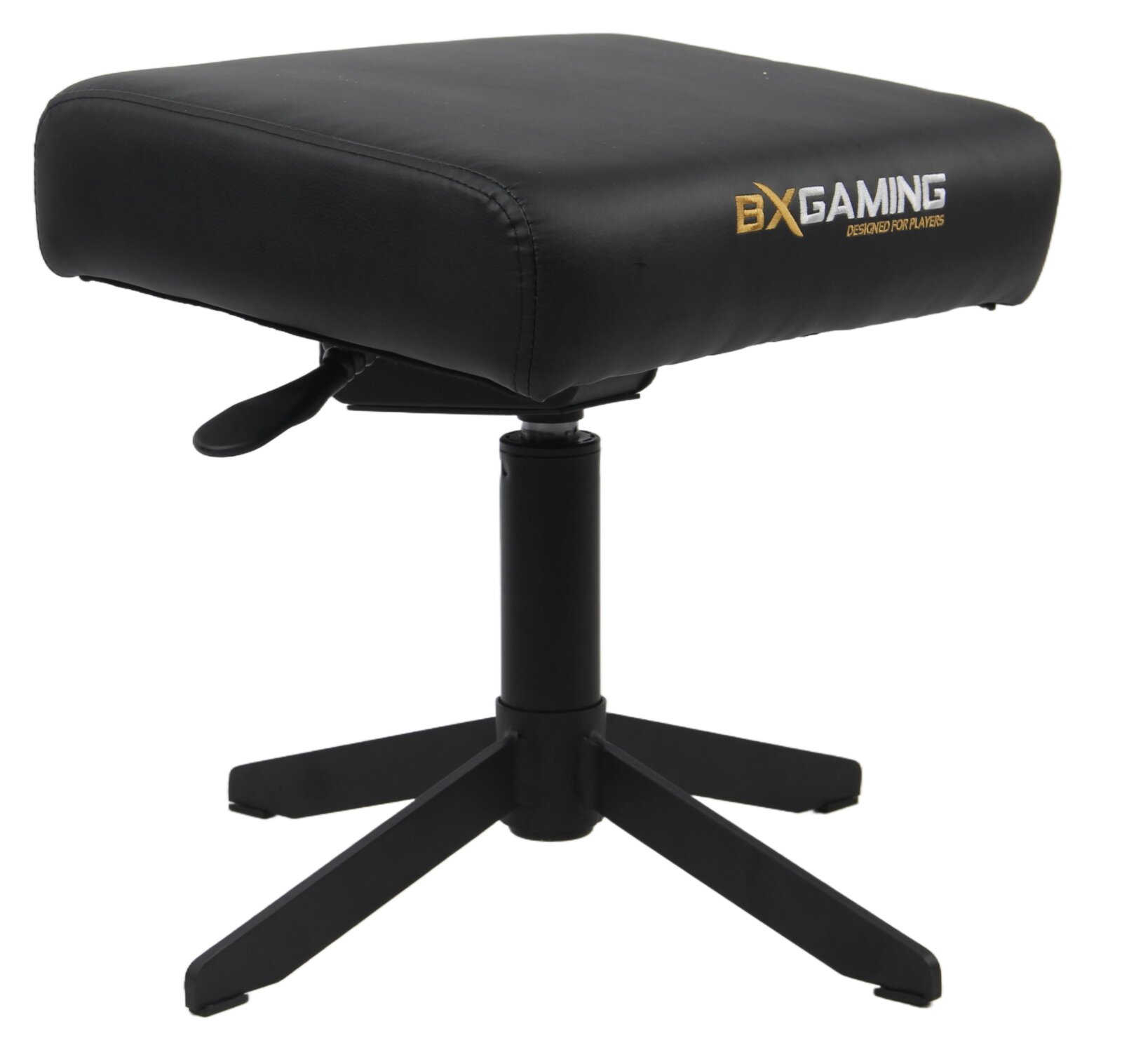 BXGAMING Gaming Hocker NILSON NILSON Schwarzer Gaming Hocker mit BXGaming Logo, seitliche Perspektive