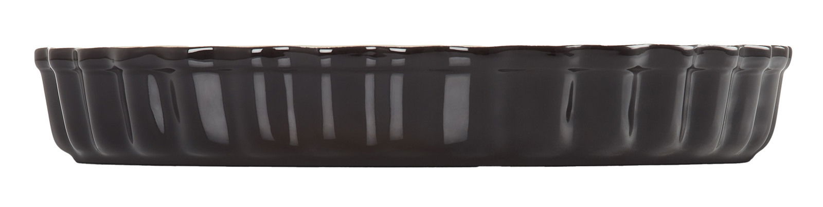 Schwarze Tarte-Form, seitliche Perspektive, 28 cm Durchmesser