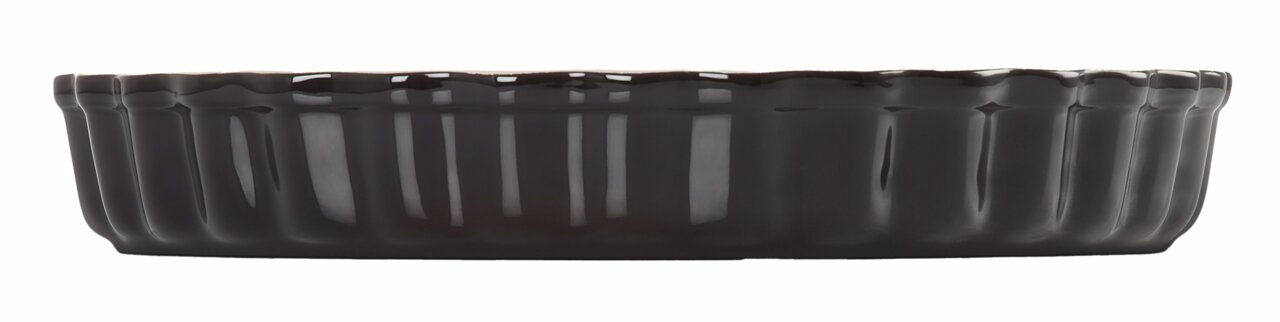 LE CREUSET Tarte-Form 28cm schwarz Schwarze Tarte-Form, seitliche Perspektive, 28 cm Durchmesser