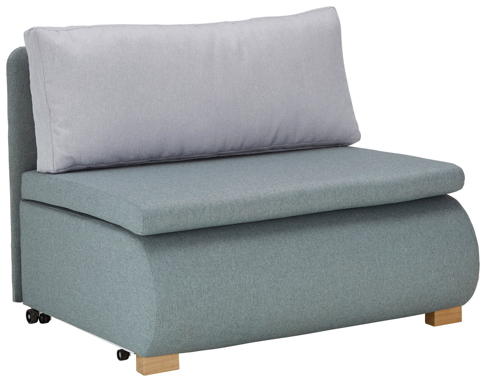 Z2 Schlafsessel KENY Moderner Funktionssessel in hellgrau und blaugrün, seitliche Perspektive