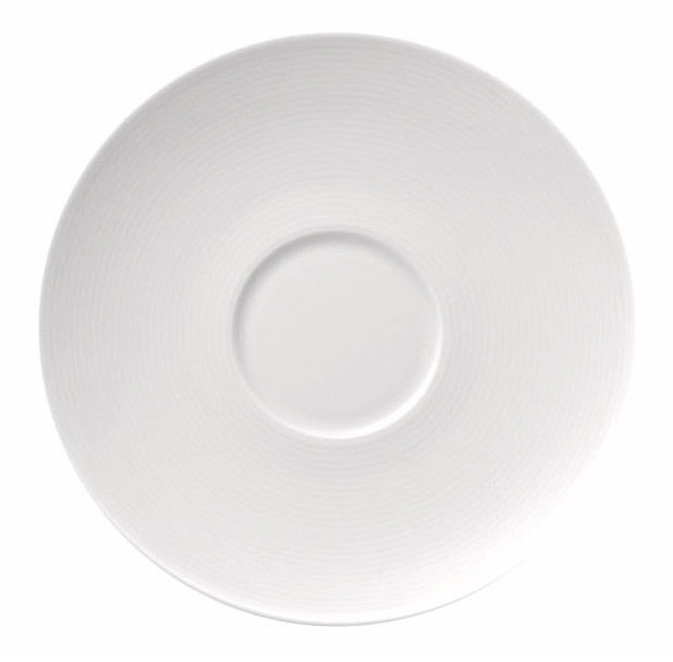 Weiße Kombi-Untertasse aus der Vogelperspektive