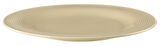 Speiseteller 27,5 cm in sandbeige mit feinen Rillen, seitliche Perspektive